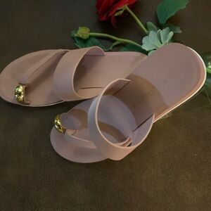 Chic Blush Sandals with Gold Detail